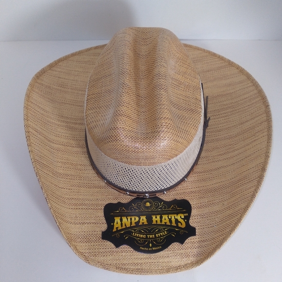 ANPA LIVING THE STYLE Men's Handmade Brown/Tan Breathable Cowboy Hat - Picture 2 of 5